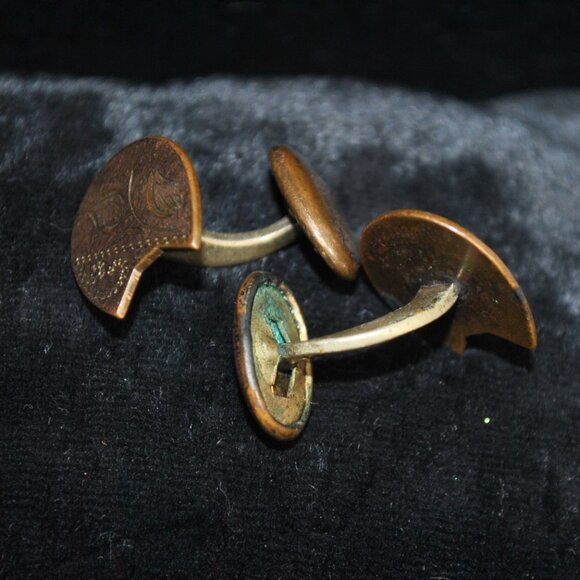 Antique Gold-filled Engraved "Artist's Palette" Cufflinks - Picture 9 of 10